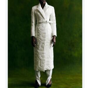 Gudu Women’s Long Down Puffer Coat – White, Size Small Luxe Designer Outerwear